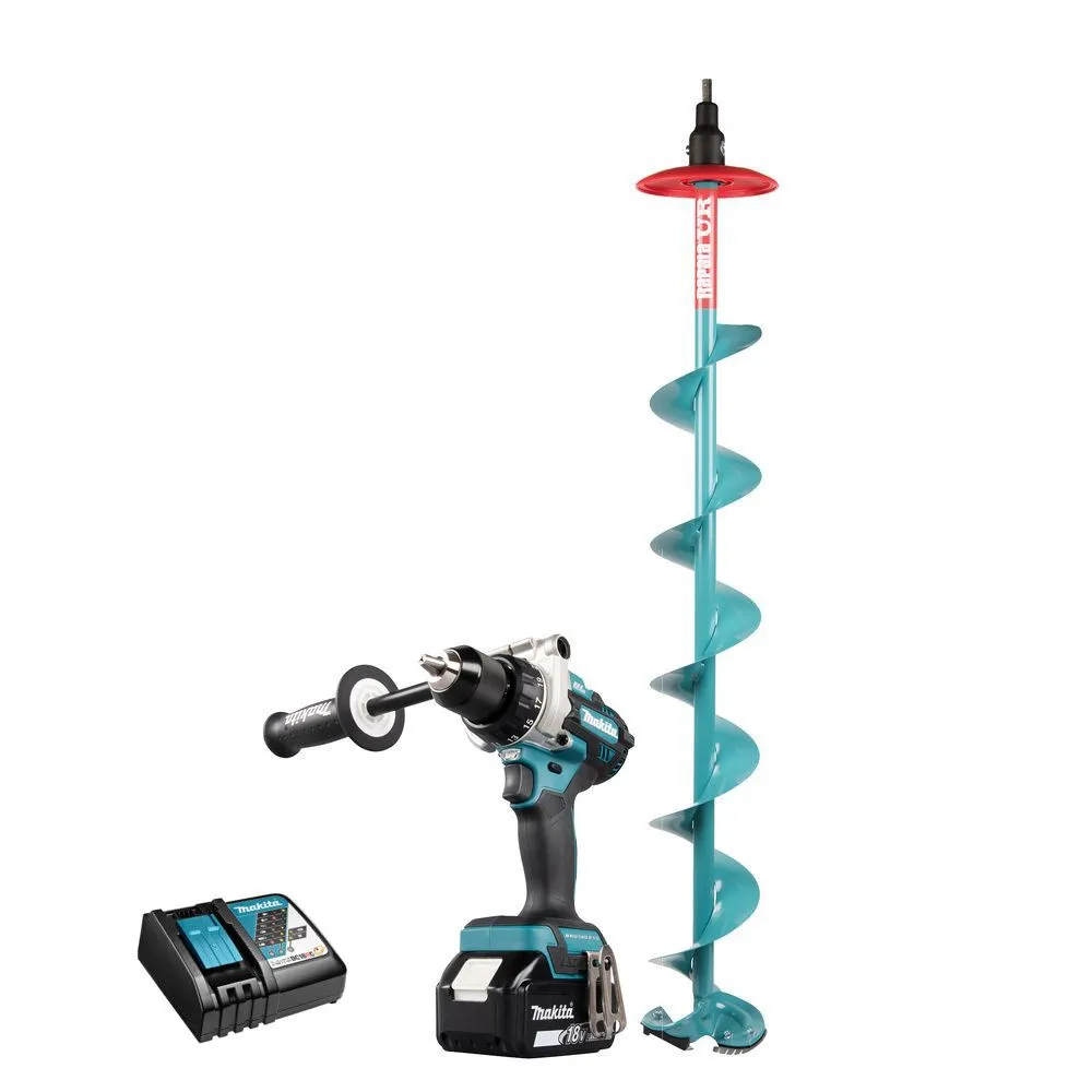Ударная дрель-шуруповерт Makita DHP486Z + ледобур(P-81072) + акб BL1850B + зарядное устройство