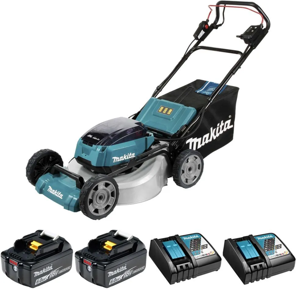 Аккумуляторная газонокосилка Makita DLM532Z + батарея BL1860B 2шт + зарядка DC18RC 2шт