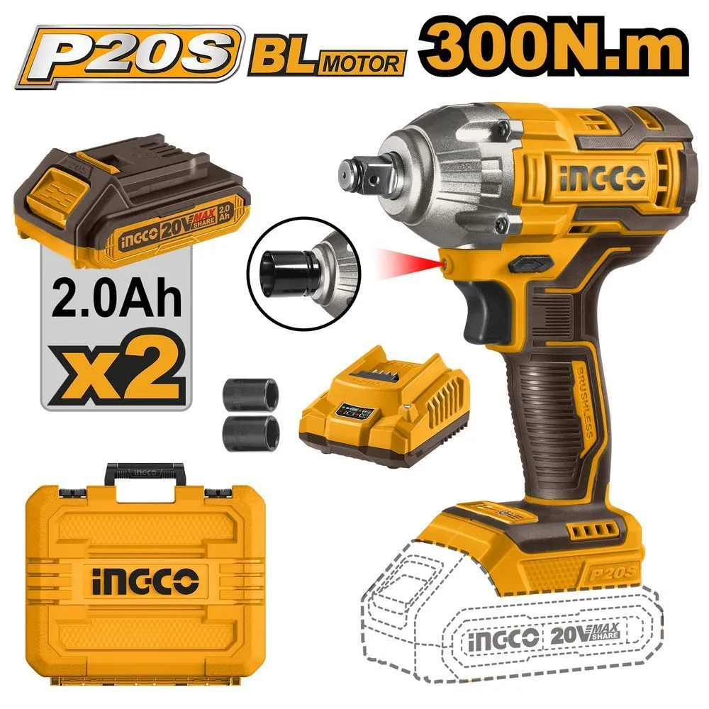 Аккумуляторный ударный гайковерт INGCO INDUSTRIAL SUPER CIWLI2038