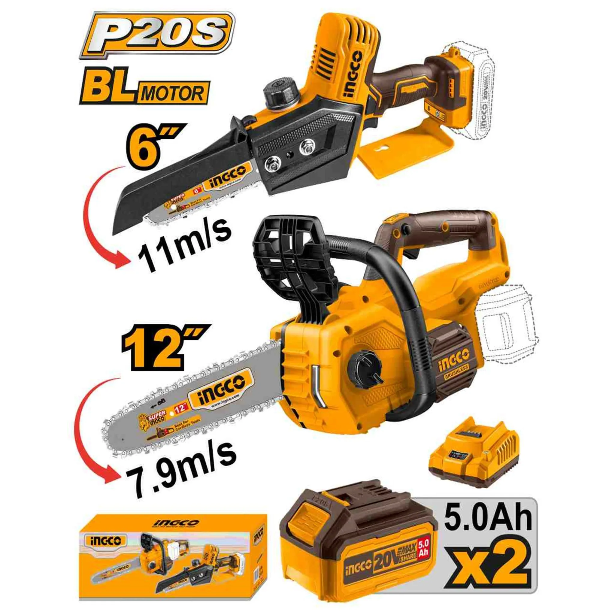 Набор аккумуляторных цепных пил INGCO INDUSTRIAL COSLI240788