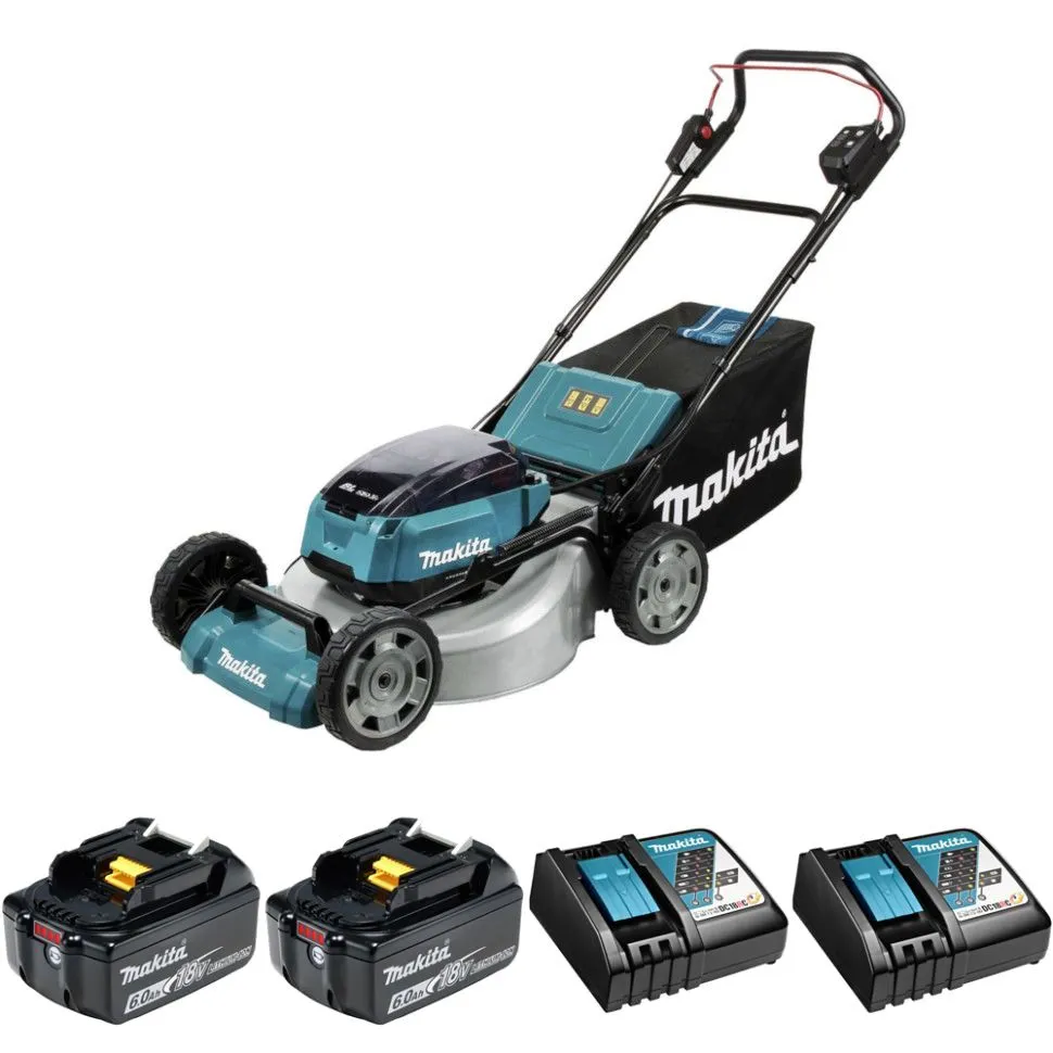 Аккумуляторная газонокосилка Makita DLM530Z + батарея BL1860B 2шт + зарядка DC18RC 2шт