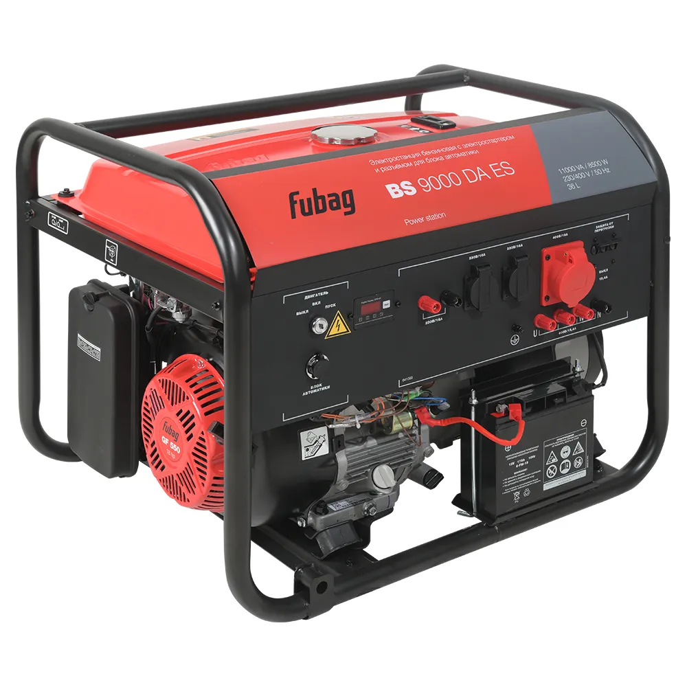 Бензиновый генератор (трехфазный) с электростартером и коннектором автоматики FUBAG BS 9000 DA ES (641093)