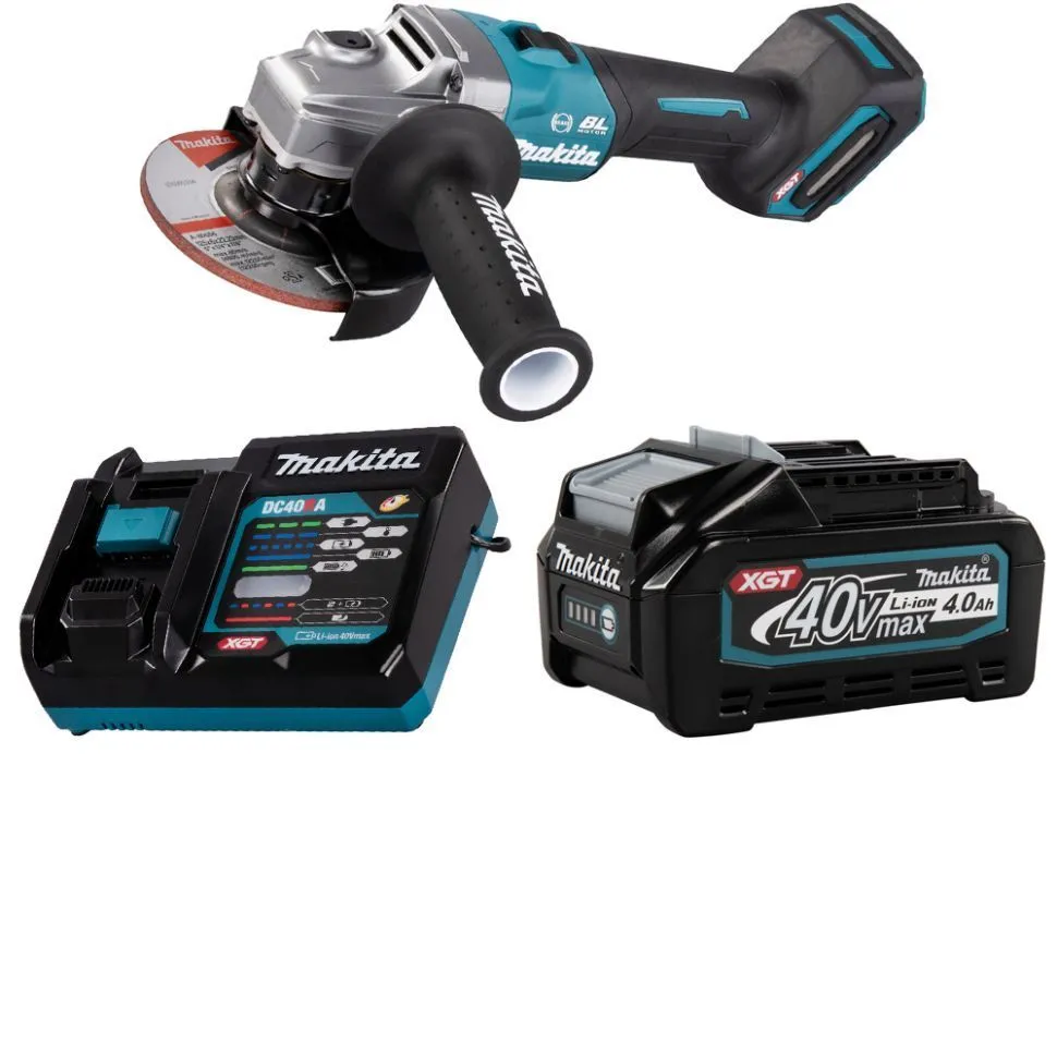 Аккумуляторная угловая шлифмашина Makita XGT GA005GZ + аккумулятор 4,0 Ач (BL4040) и быстрое зарядное устройство (DC40RA) в подарок