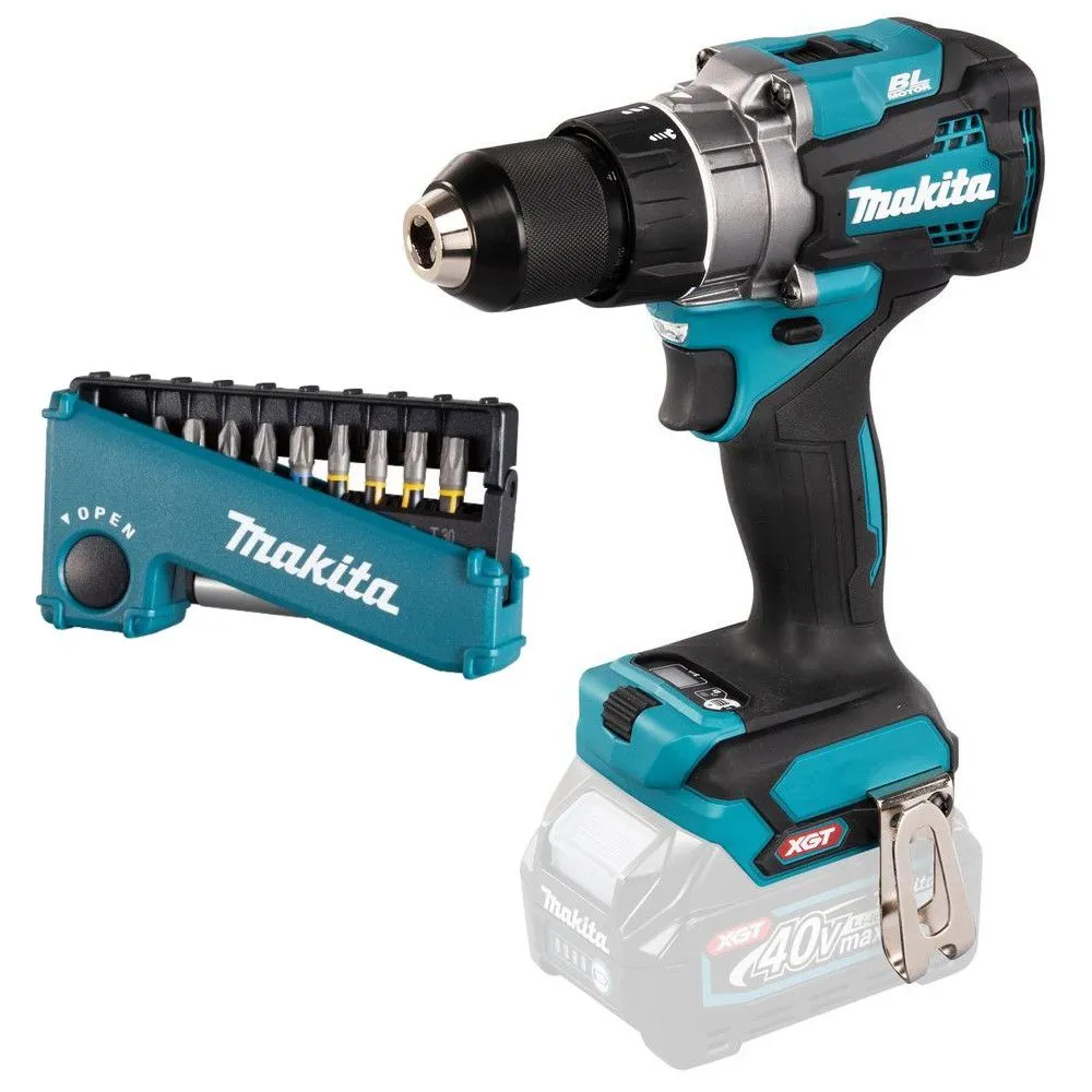 Аккумуляторная дрель-шуруповерт XGT Makita DF001GZ + набор бит E-03567