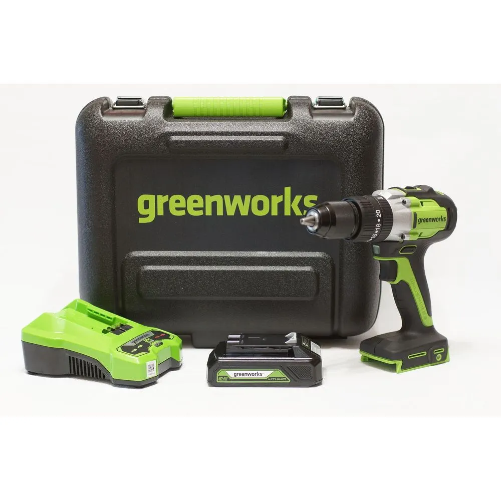 Ударная дрель-шуруповерт Greenworks GD24DD60K2 (3704107UA)