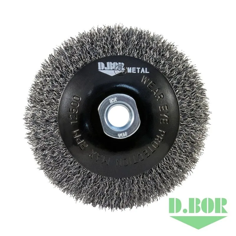 Щётка коническая гофрированная для УШМ, METAL Standard, 115xМ14 - S0.30 - RPM 12500 D.BOR D10-MS-115-M14-030