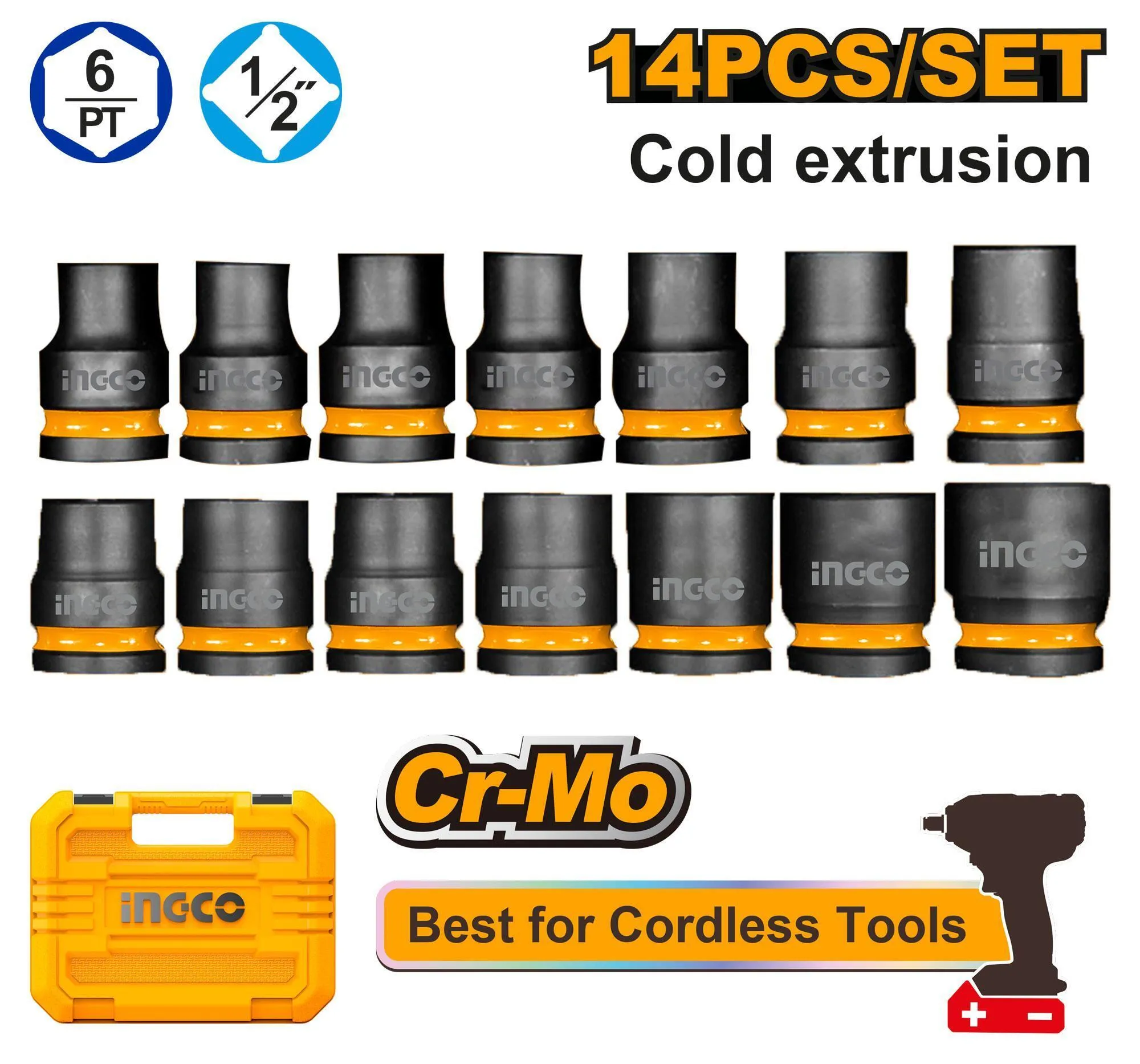 Набор торцевых головок INGCO HKISSD12141