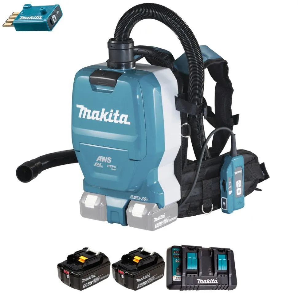 Аккумуляторный ранцевый пылесос Makita DVC265ZXU + BL1850B*2 + DC18RD*1