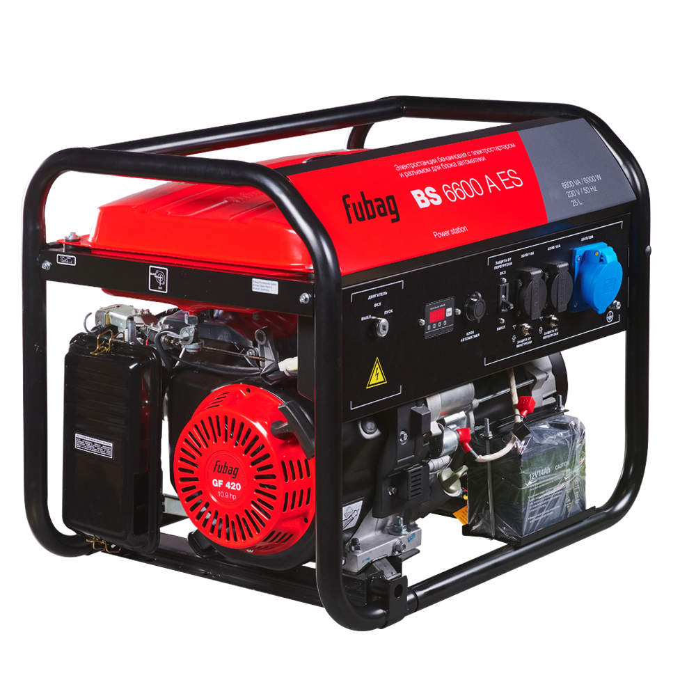 Бензиновый генератор с электростартером и коннектором автоматики FUBAG BS 6600 A ES (646281)