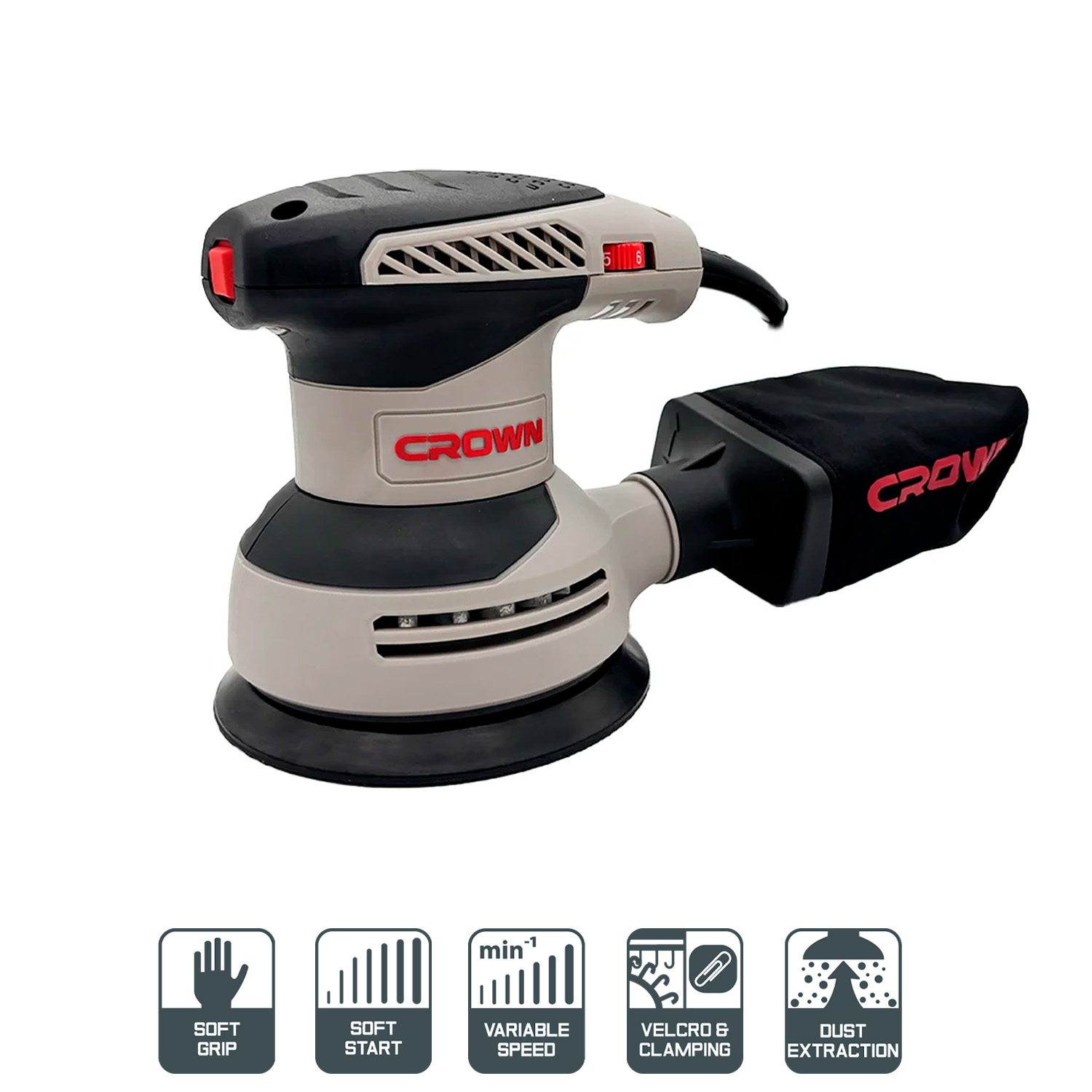 Эксцентриковая шлифовальная машина CROWN CT13692V (CS)