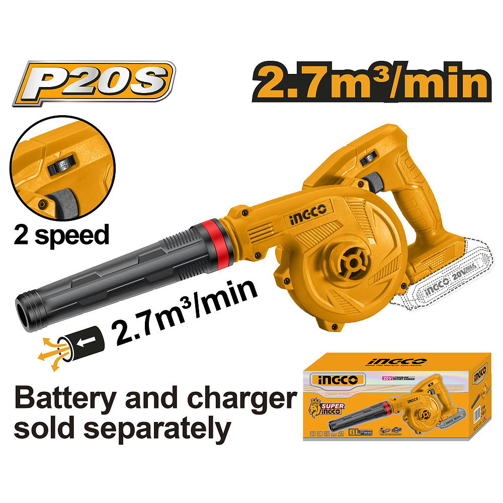 Аккумуляторная воздуходувка INGCO CABLI20018