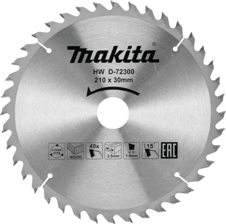 Пильный диск для дерева 210х30х40T  Makita D-72300