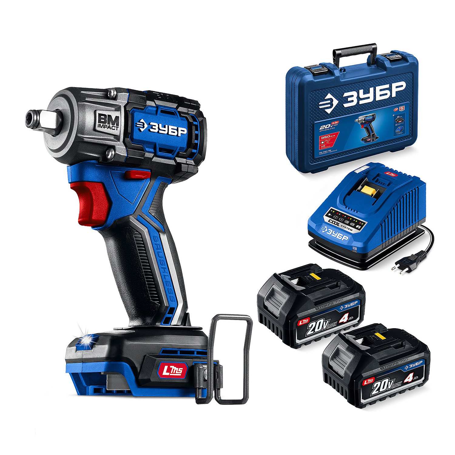 Аккумуляторный ударный гайковёрт Зубр GB-350-42