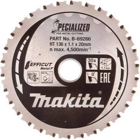 Диск по металлу efficut,136х1.1х20, Makita b-69272