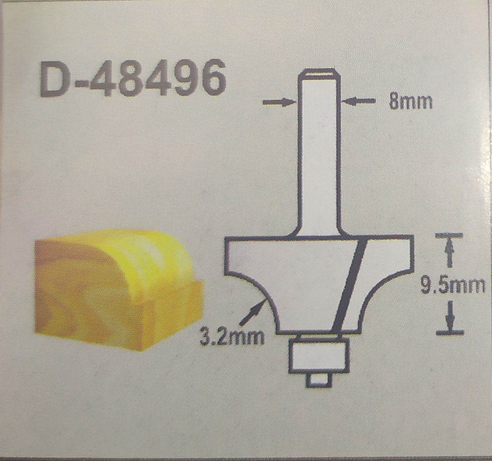 Фреза кромочная калевочная Makita D-48496 51.6x19x10мм