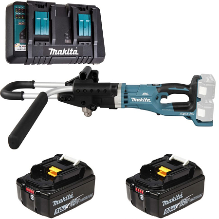 Аккумуляторный землебур Makita DDG460ZX7 + батарея BL1850B 2шт + зарядка DC18RD