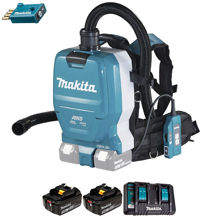 Аккумуляторный ранцевый пылесос Makita DVC265ZXU + BL1850B*2 + DC18RD*1