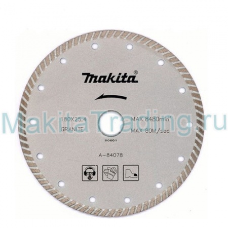 Алмазный диск рифленый турбо Makita A-84078 180x22.23 по граниту