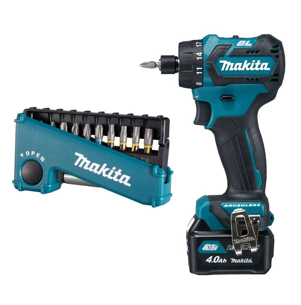Дрель-шуруповерт Makita DF032DWME + набор бит E-03567