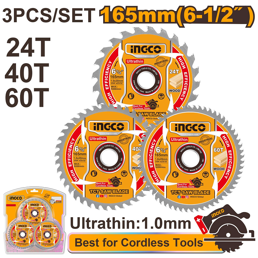 Набор дисков по дереву INGCO TSB16503